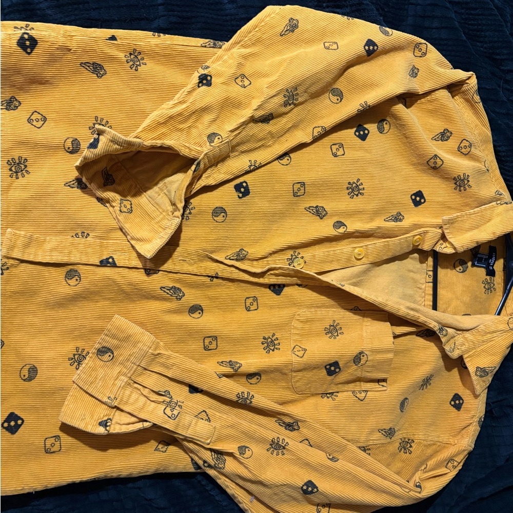 Forever 21 Yellow Casual Button Down Shirt